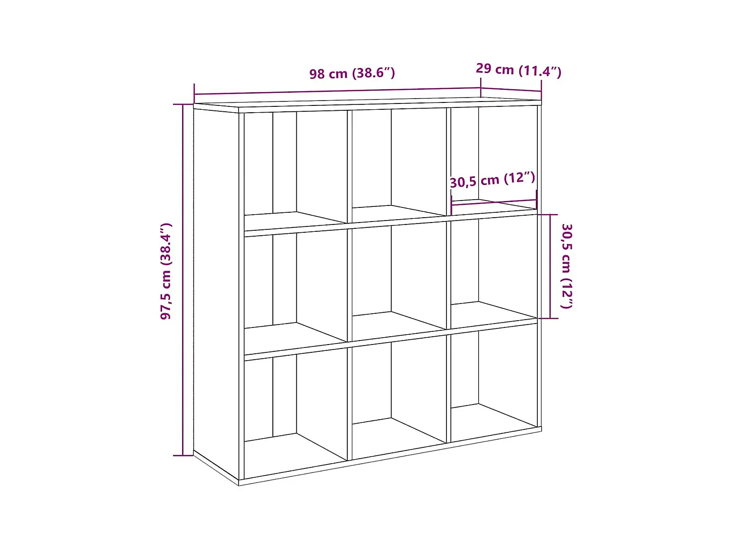 Armoire à livres chêne artisanal 98x29x97,5 cm