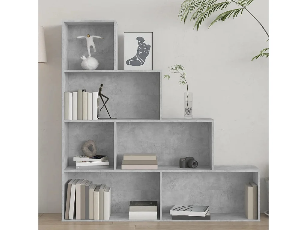 Bibliothèque/Séparateur de pièce Gris béton Bois d'ingénierie