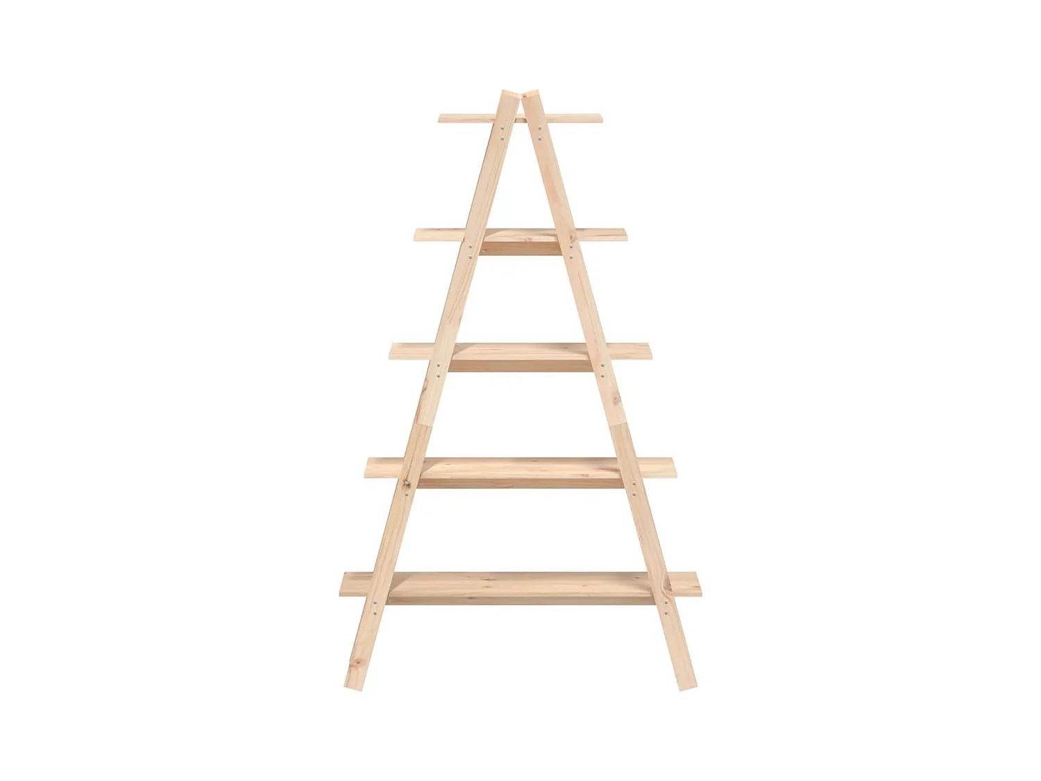 Scaffale a forma di A a 5 ripiani 110x40x180,5 cm in legno massello di pino