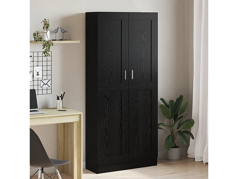 Zwarte eiken boekenkast 82,5 x 30,5 x 185 cm bewerkt hout