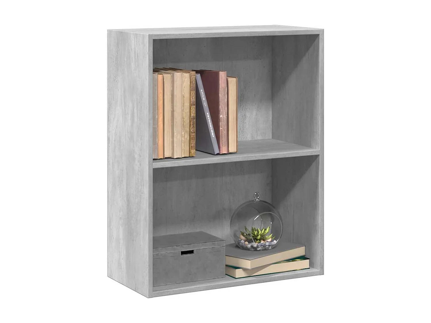 Libreria in legno ingegnerizzato grigio cemento a 2 livelli