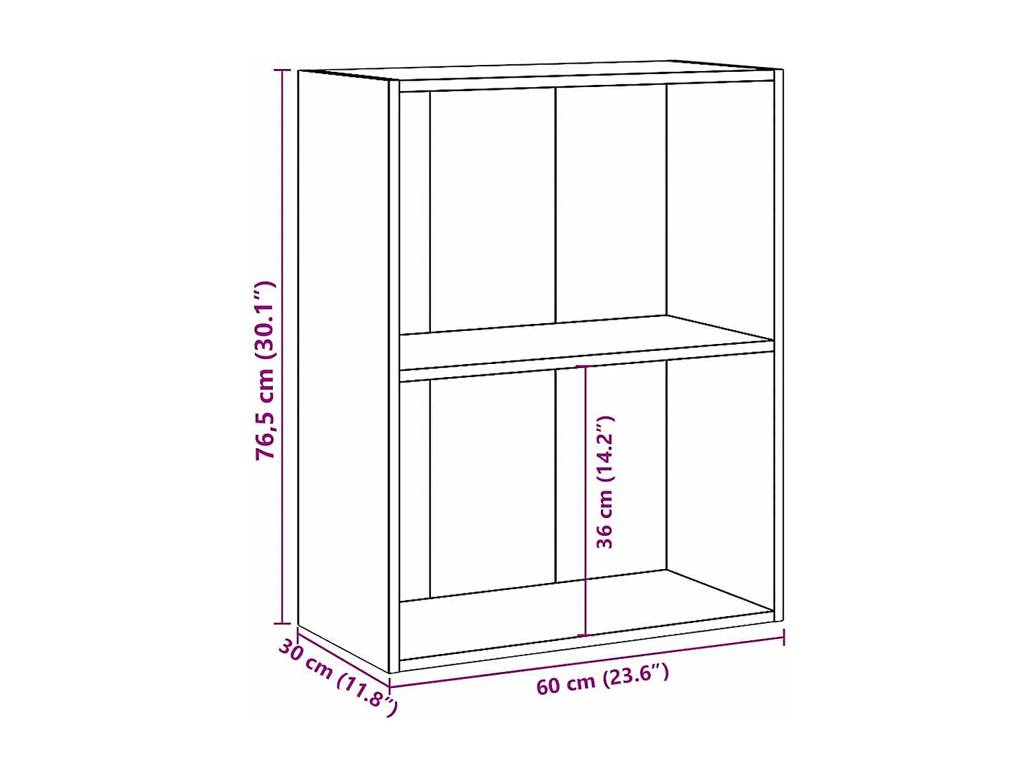 Libreria in legno ingegnerizzato grigio cemento a 2 livelli