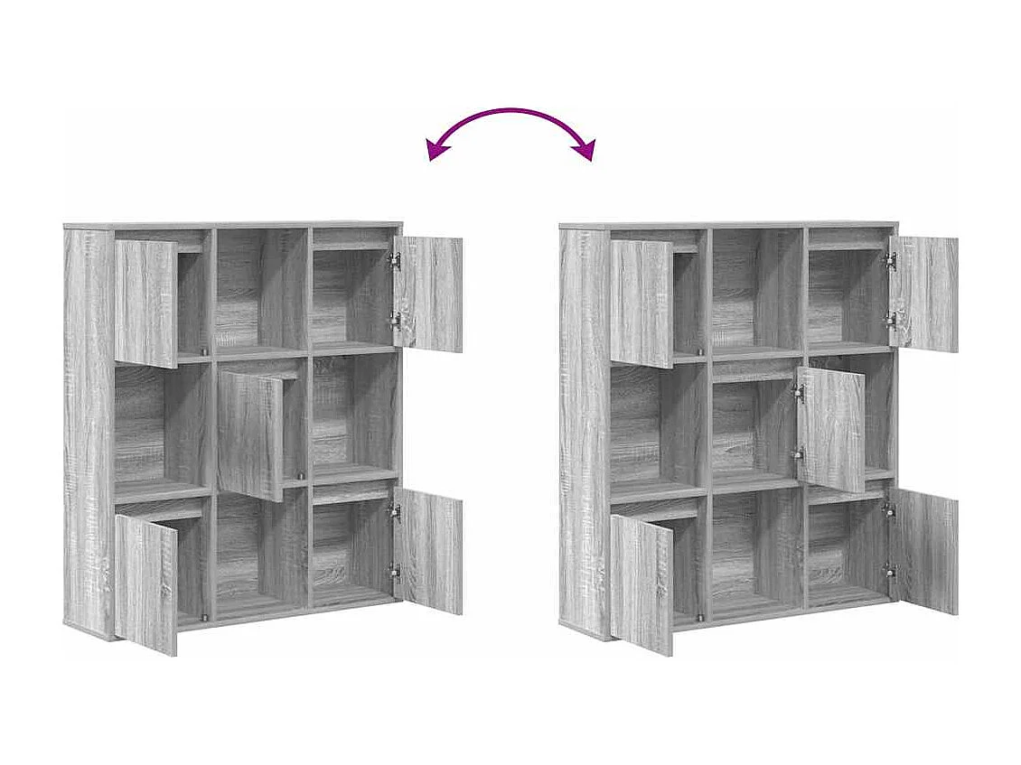 Bibliothèque sonoma gris 89x24x101,5 cm bois d'ingénierie