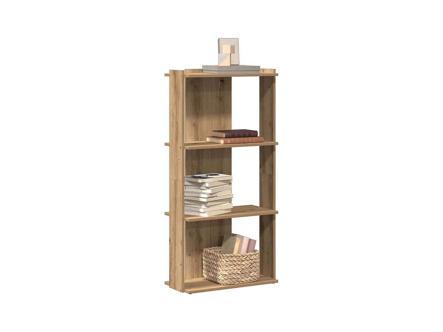 Bibliothèque à 3 niveaux chêne artisanal 60x30x120 cm