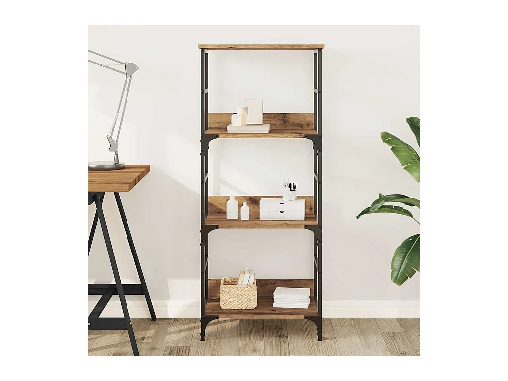 Bibliothèque chêne artisanal 50x33x117,5 cm bois d'ingénierie