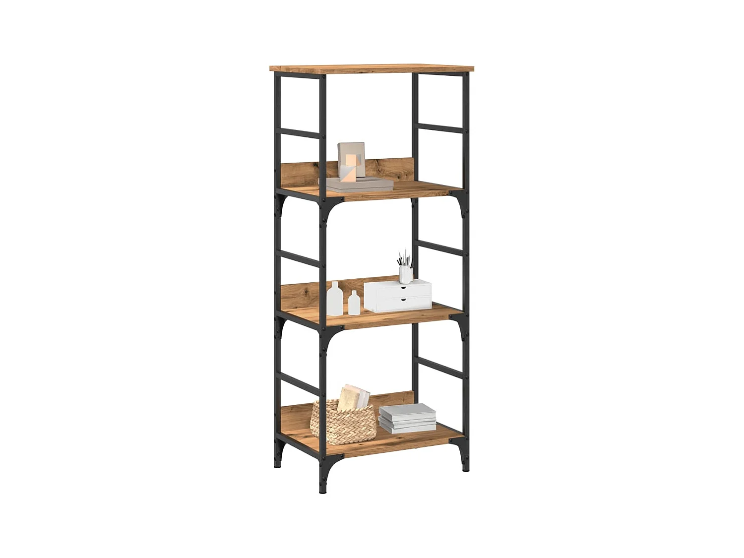 Bibliothèque chêne artisanal 50x33x117,5 cm bois d'ingénierie