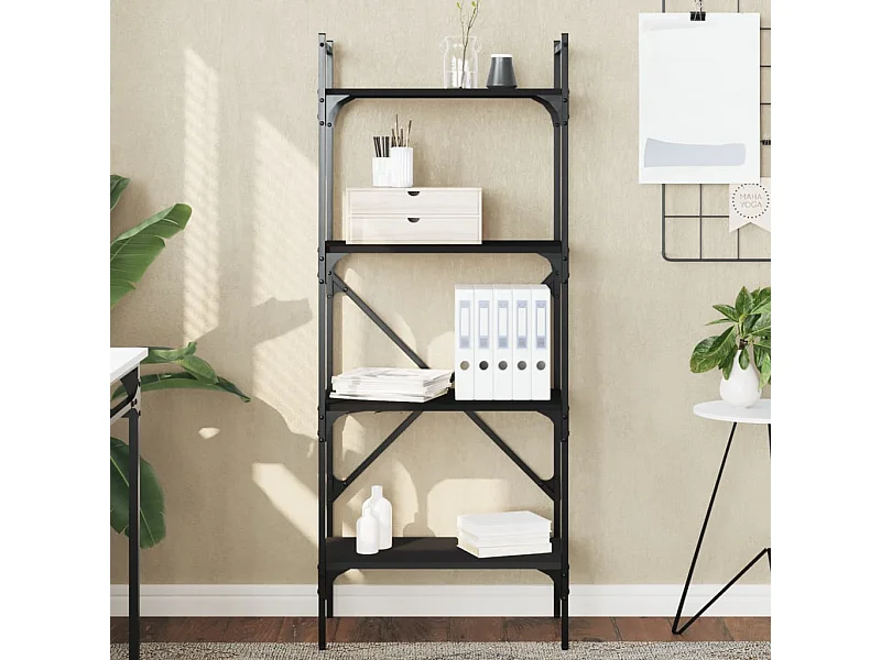 Libreria a 4 ripiani nera 56x31,5x138,5cm in legno ingegnerizzato