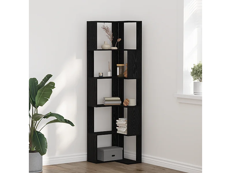 Eckbücherregal 5 Regale Schwarze Eiche 50x50x179 cm Holzwerkstoff