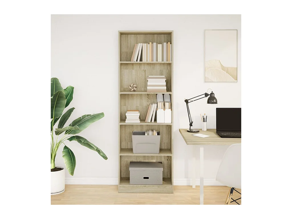 Sonoma eiken boekenkast 60x24x176 cm bewerkt hout