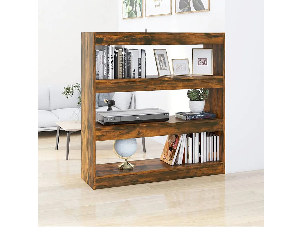 Librería/Separador de ambientes roble ahumado 100x30x103 cm