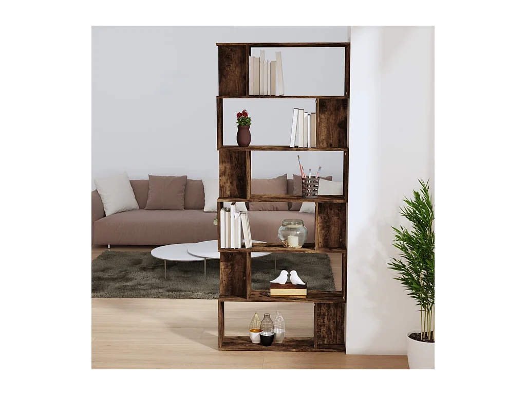 Bibliothèque/Cloison Chêne fumé 80x24x192 cm Bois d'ingénierie