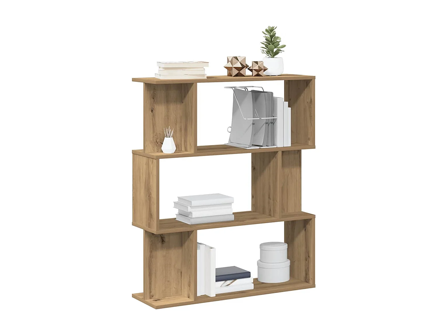 Bibliothèque chêne artisanal 80x24x96 cm bois d'ingénierie