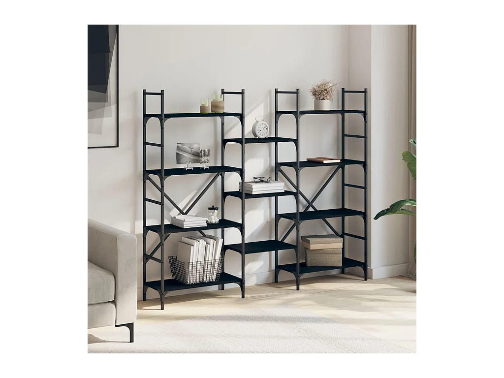 Zwarte boekenkast 160x28,5x136,5 cm bewerkt hout