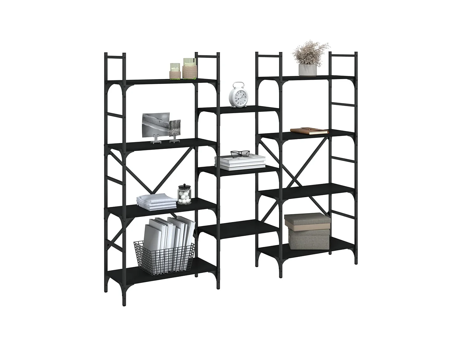 Zwarte boekenkast 160x28,5x136,5 cm bewerkt hout