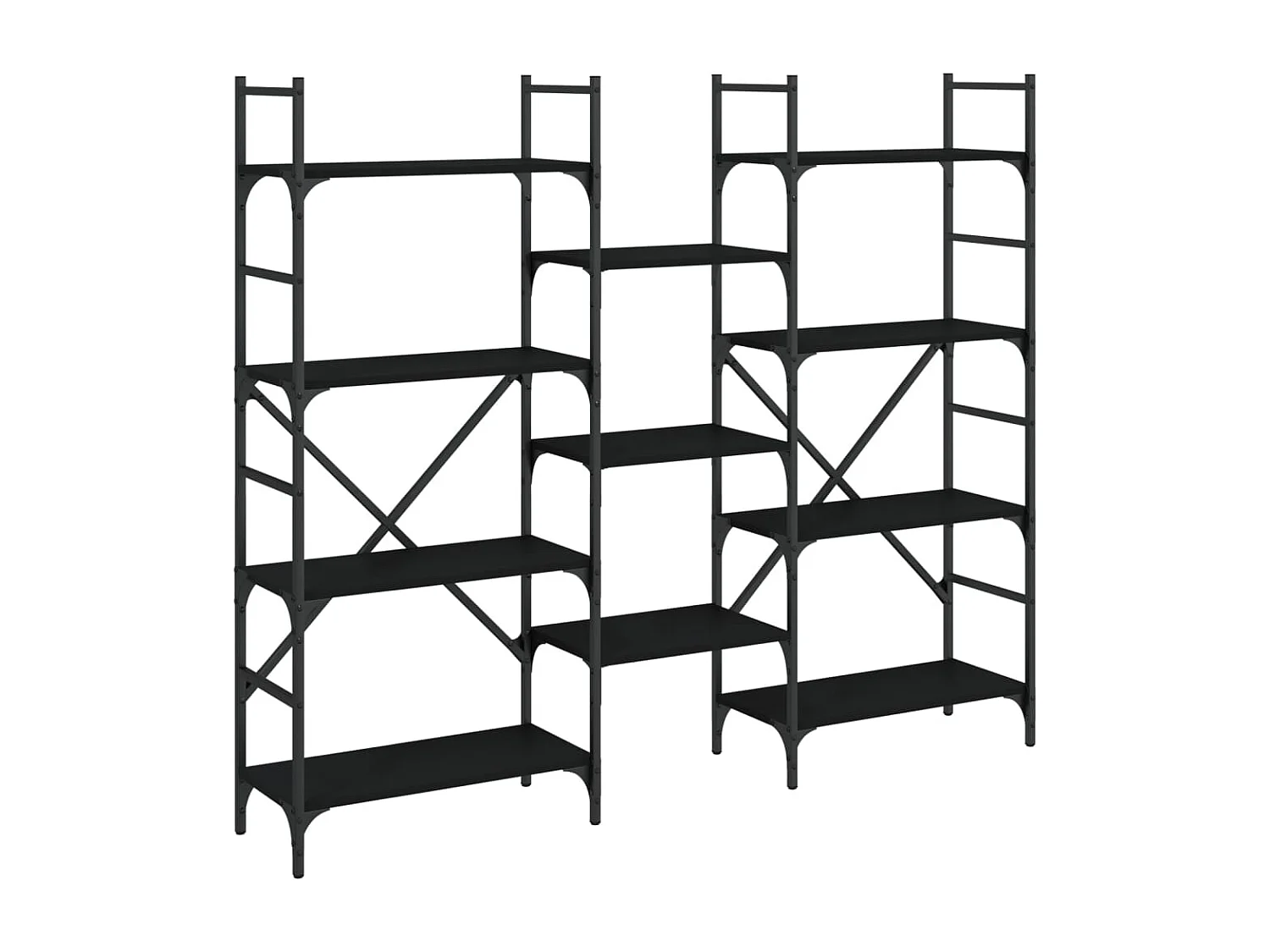 Librería negra 160x28,5x136,5 cm madera contrachapada