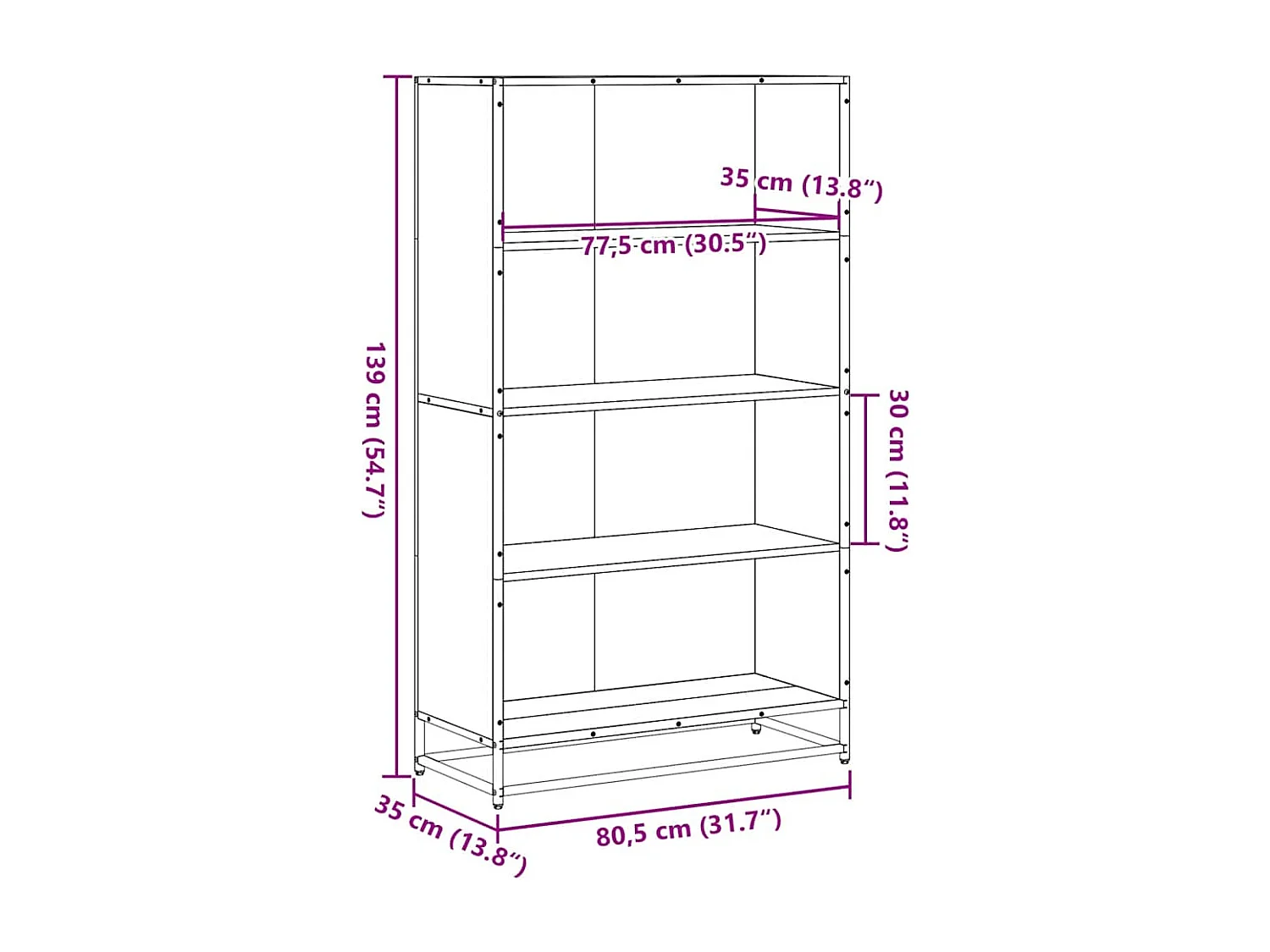 Bibliothèque chêne sonoma 80,5x35x139 cm bois d'ingénierie