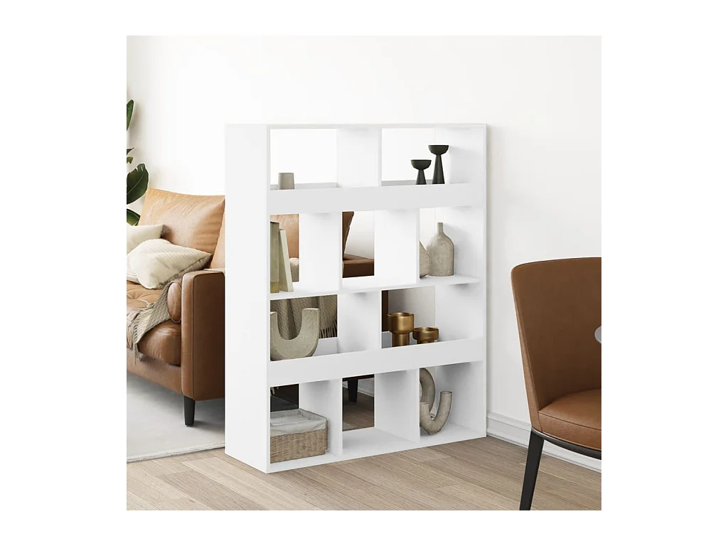 Parete divisoria bianca 100x33x125,5 cm in legno ingegnerizzato