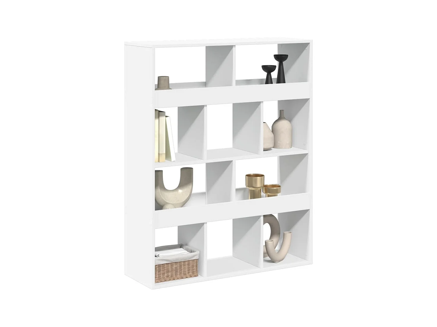 Parete divisoria bianca 100x33x125,5 cm in legno ingegnerizzato