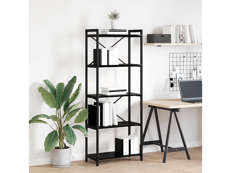 Bücherregal aus schwarzer Eiche, 60 x 30 x 153 cm, Holzwerkstoff