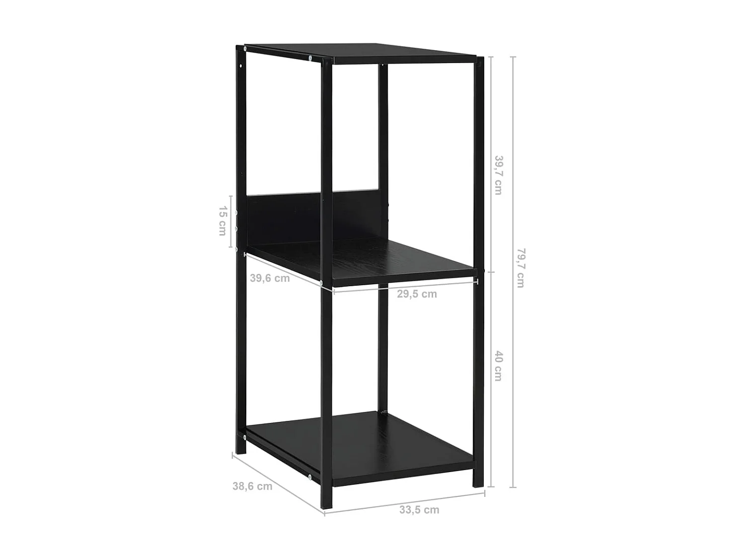 Libreria dritta piccola Nera 33,5x39,6x79,7 cm