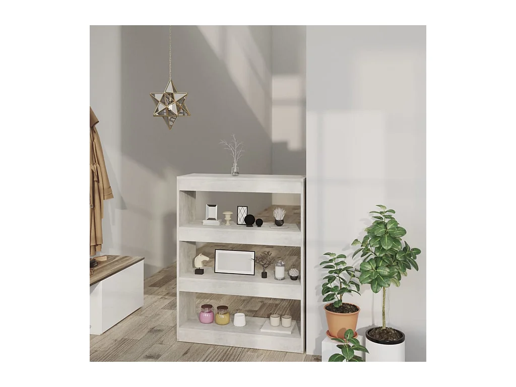 Betongrijze boekenkast/scheidingswand 80x30x103 cm bewerkt hout