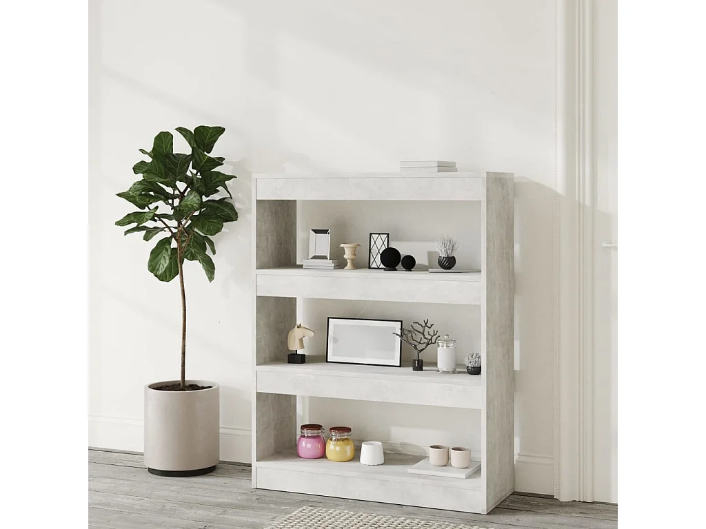 Betongrijze boekenkast/scheidingswand 80x30x103 cm bewerkt hout