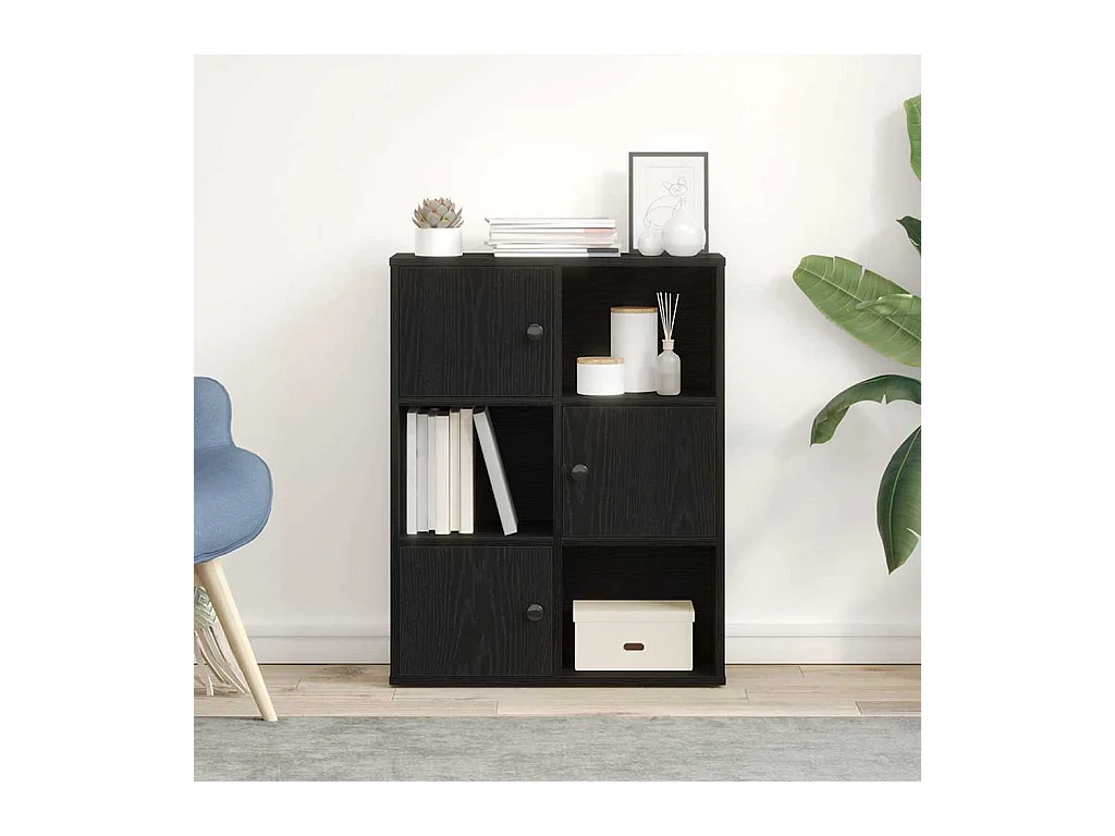 Bibliothèque chêne noir 60x24x76,5 cm bois d'ingénierie