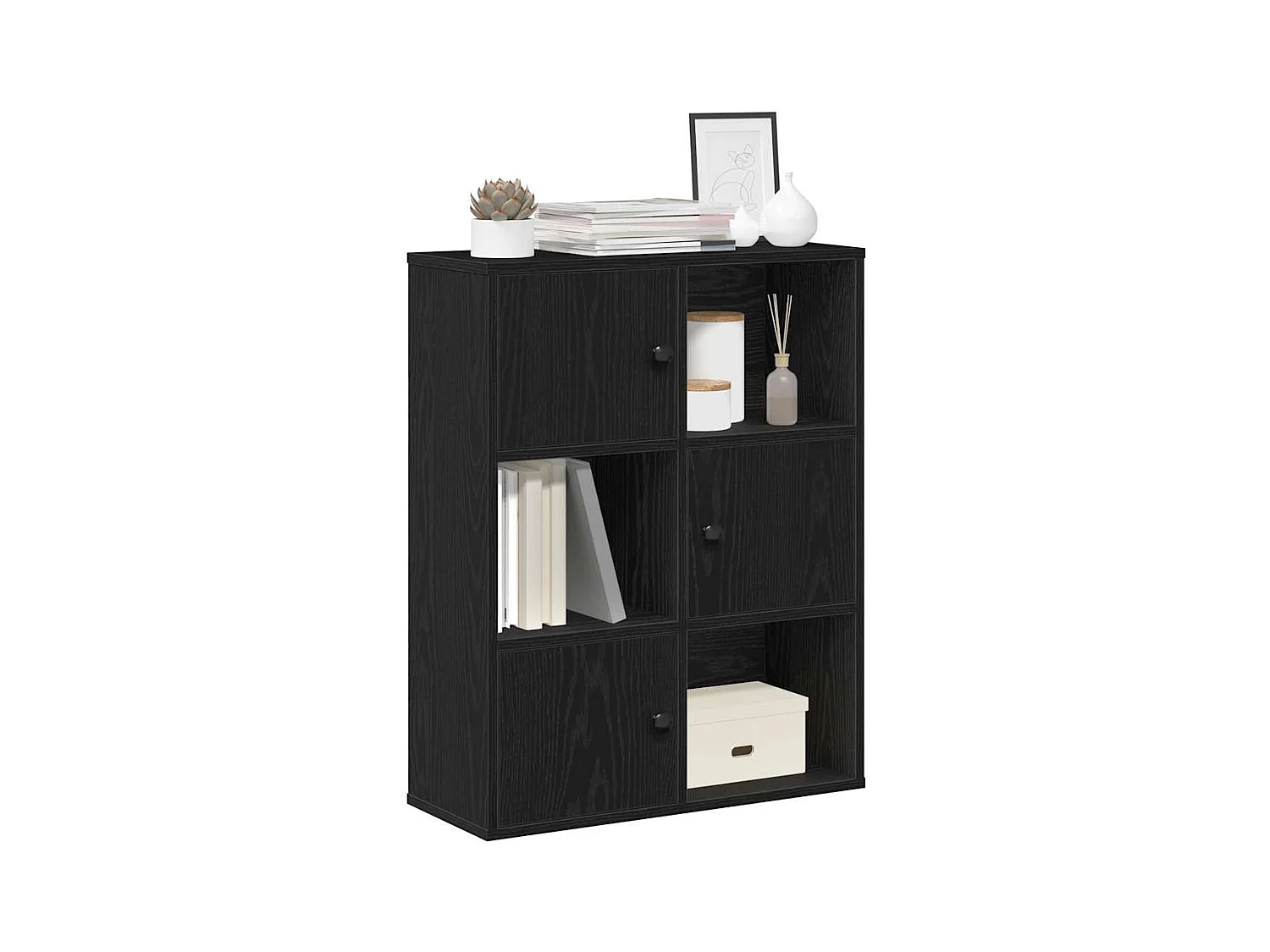 Bibliothèque chêne noir 60x24x76,5 cm bois d'ingénierie