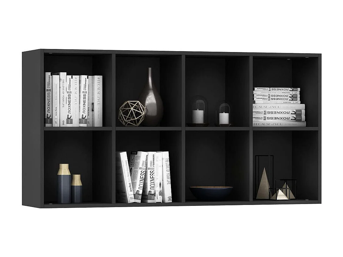 Libreria/Credenza nera 66x30x130 cm in legno ingegnerizzato