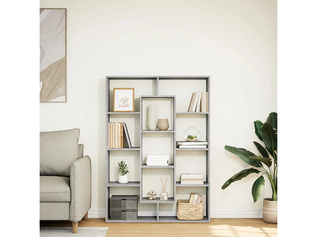 Libreria grigio cemento 102x29x143 cm in legno ingegnerizzato