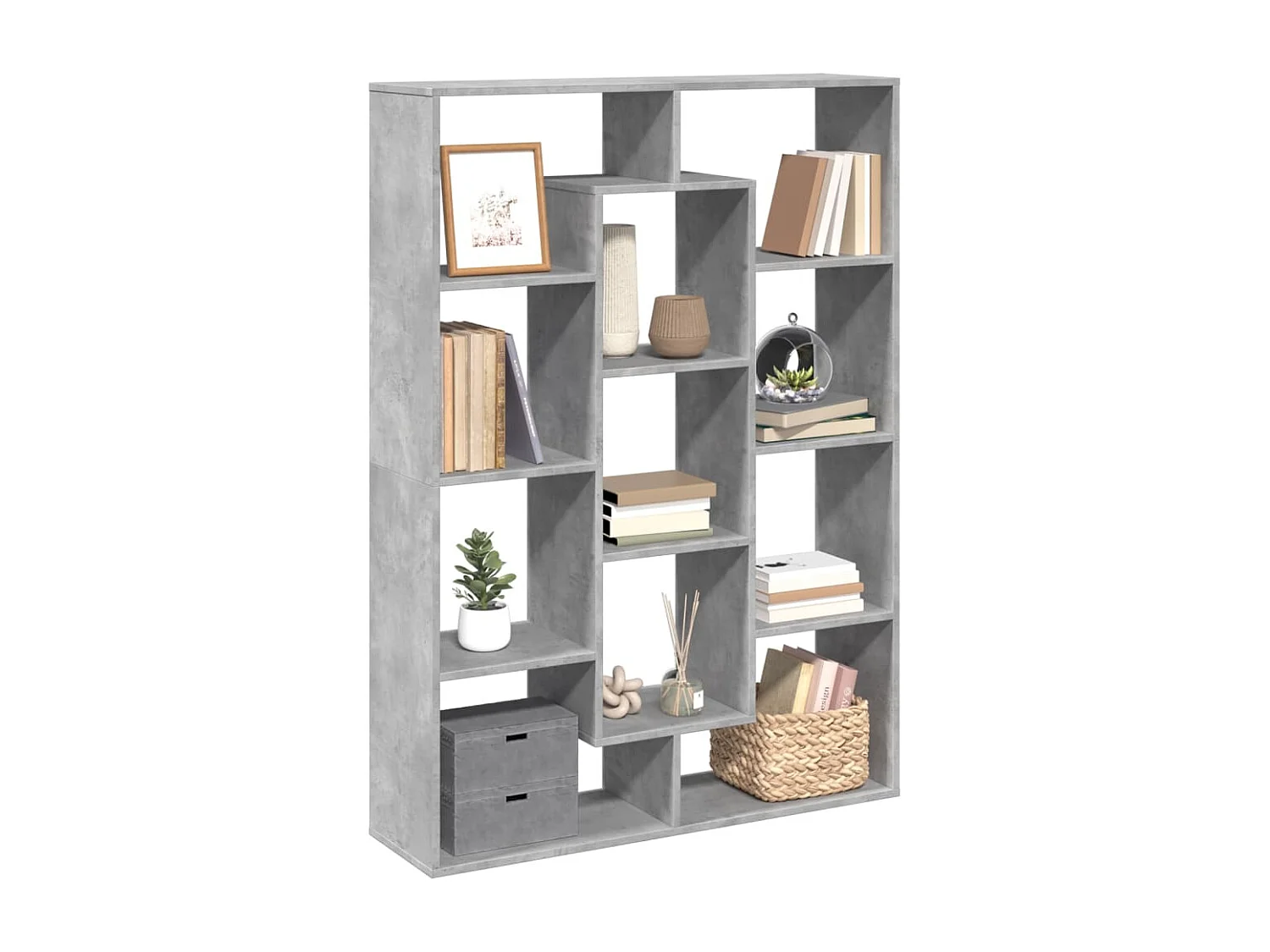 Libreria grigio cemento 102x29x143 cm in legno ingegnerizzato