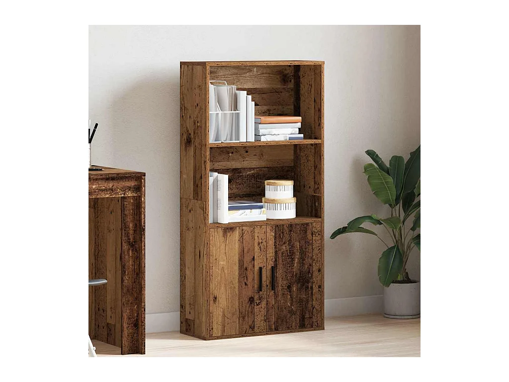 Bibliothèque vieux bois 60x24x120 cm bois d'ingénierie