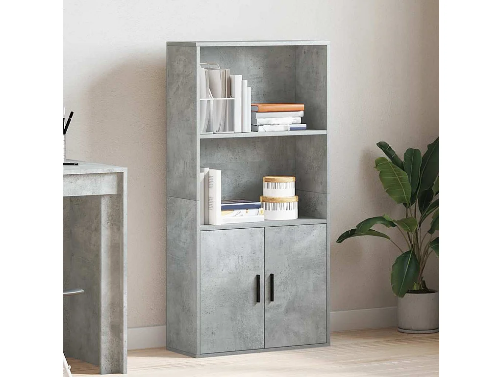 Bibliothèque gris béton 60x24x120 cm bois d'ingénierie