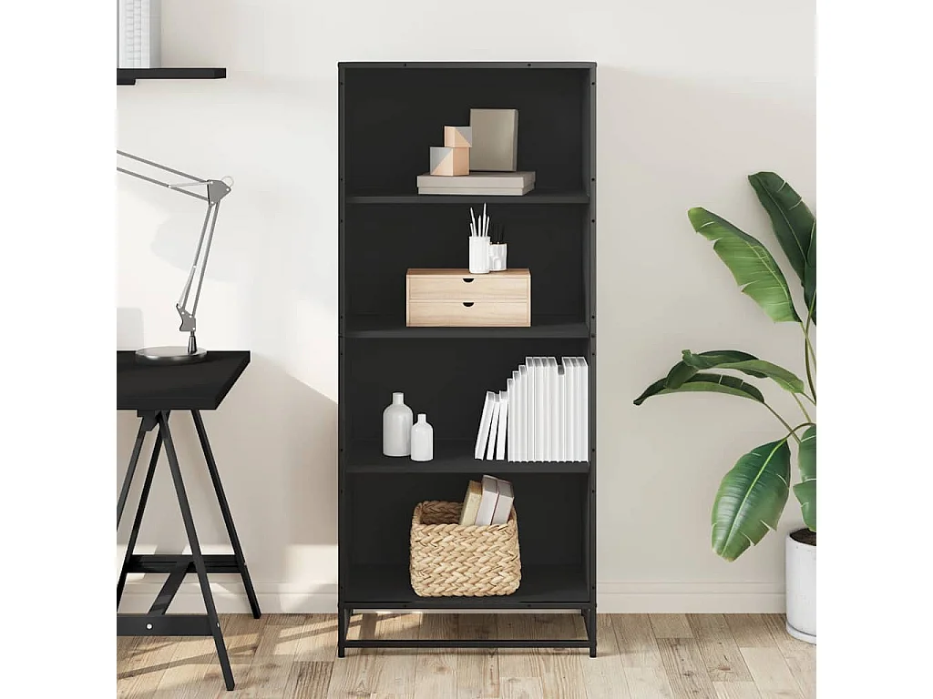 Zwarte boekenkast 60x35x139 cm bewerkt hout