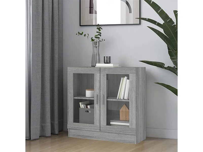 Sonoma Grey Vitrinekast 82,5x30,5x80 cm Bewerkt hout