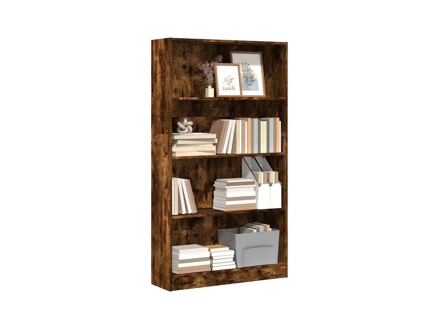 Gerookte eikenhouten boekenkast 80x24x143 cm bewerkt hout