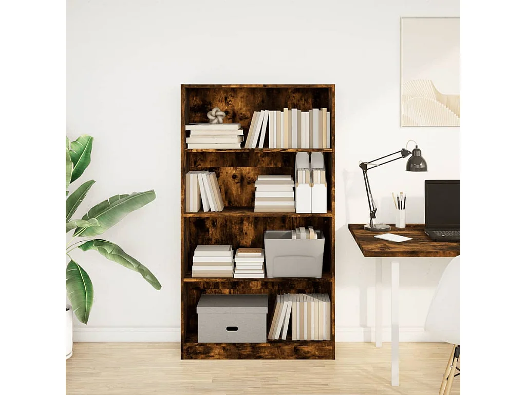 Libreria in rovere affumicato 80x24x143 cm in legno ingegnerizzato