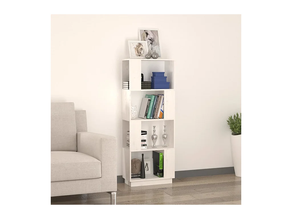 Bibliothèque/Séparateur de pièce Blanc 51x25x132 cm Pin massif