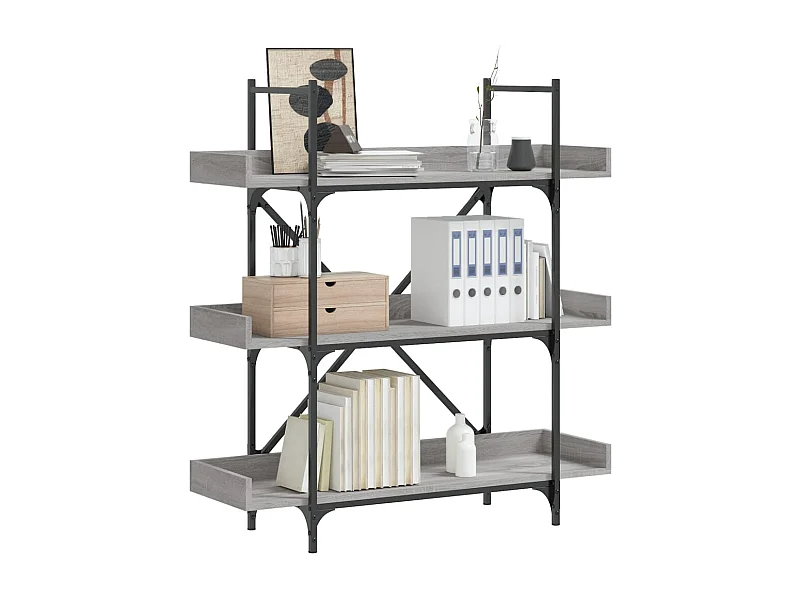 Libreria a 3 ripiani Sonoma Grey 100x33x108,5 cm