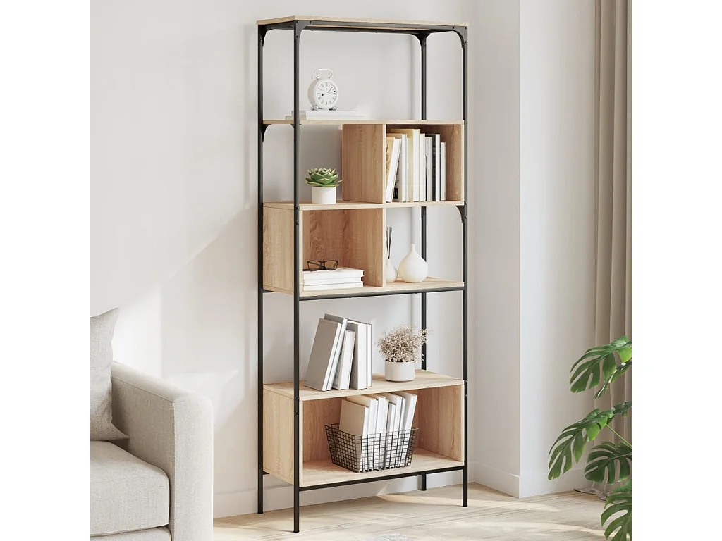 Libreria a 5 ripiani in rovere Sonoma, 76 x 33 x 188,5 cm