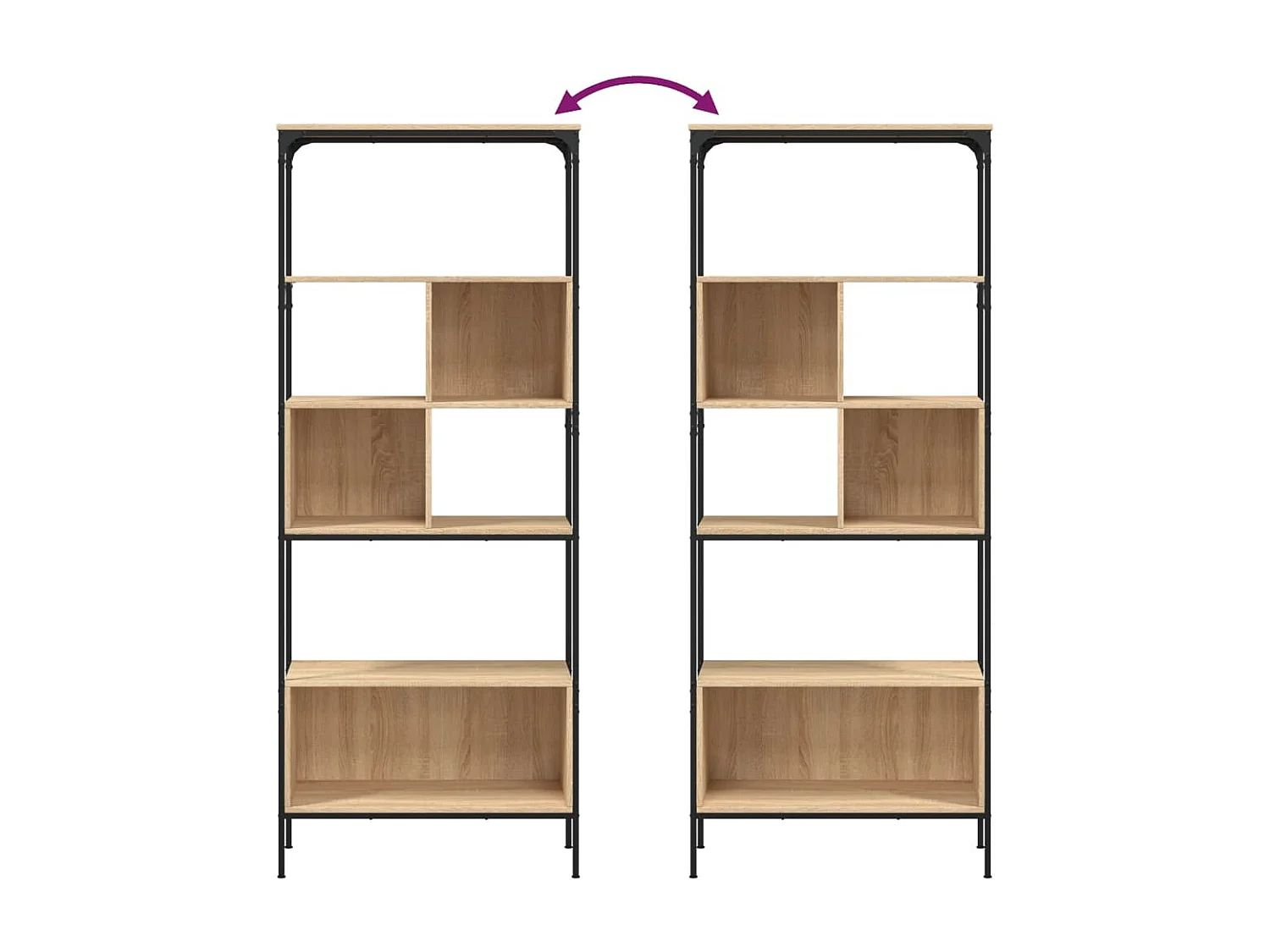 Libreria a 5 ripiani in rovere Sonoma, 76 x 33 x 188,5 cm