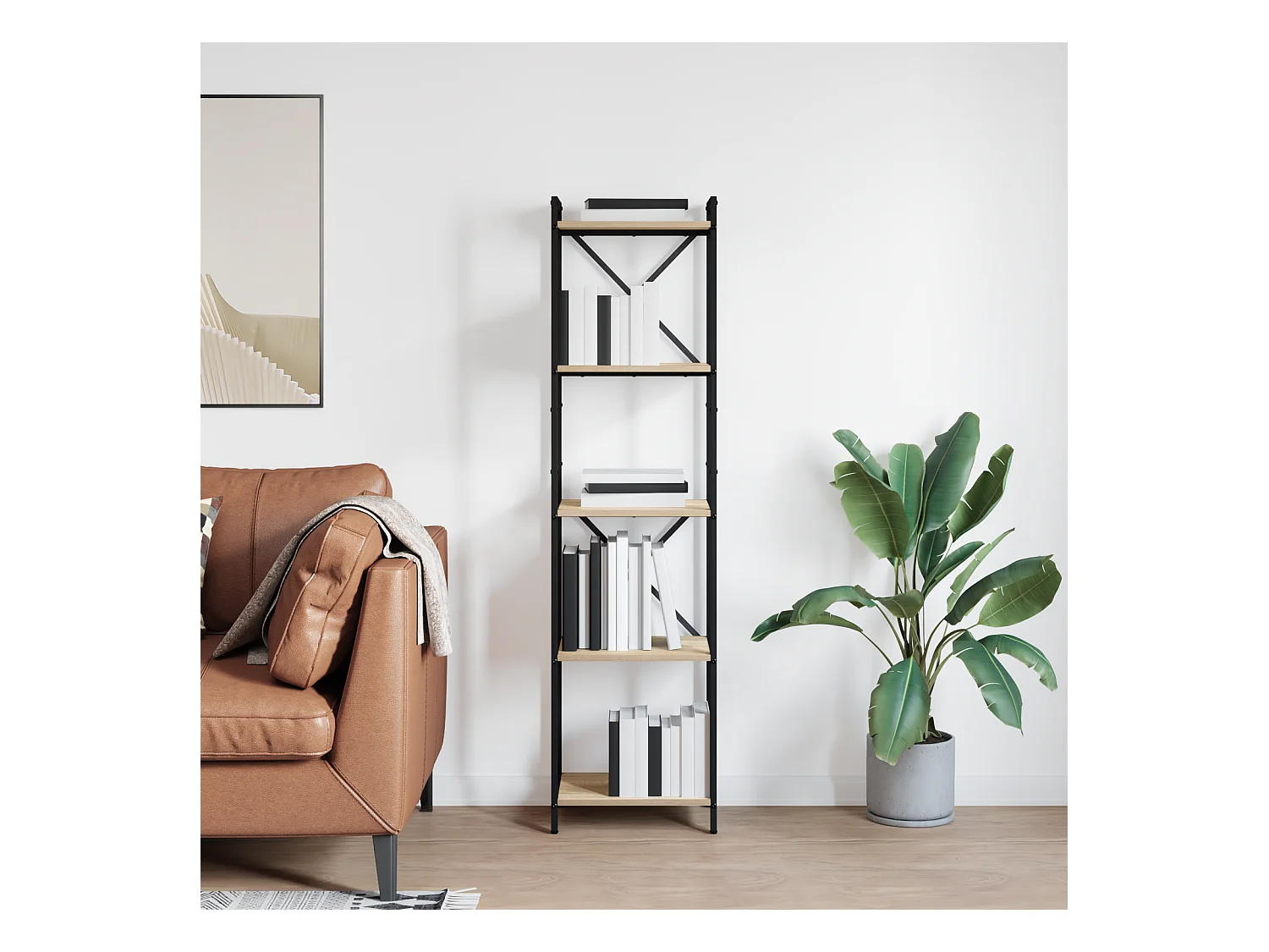 Bücherregal aus Sonoma-Eiche, 40 x 30 x 153 cm, Holzwerkstoff