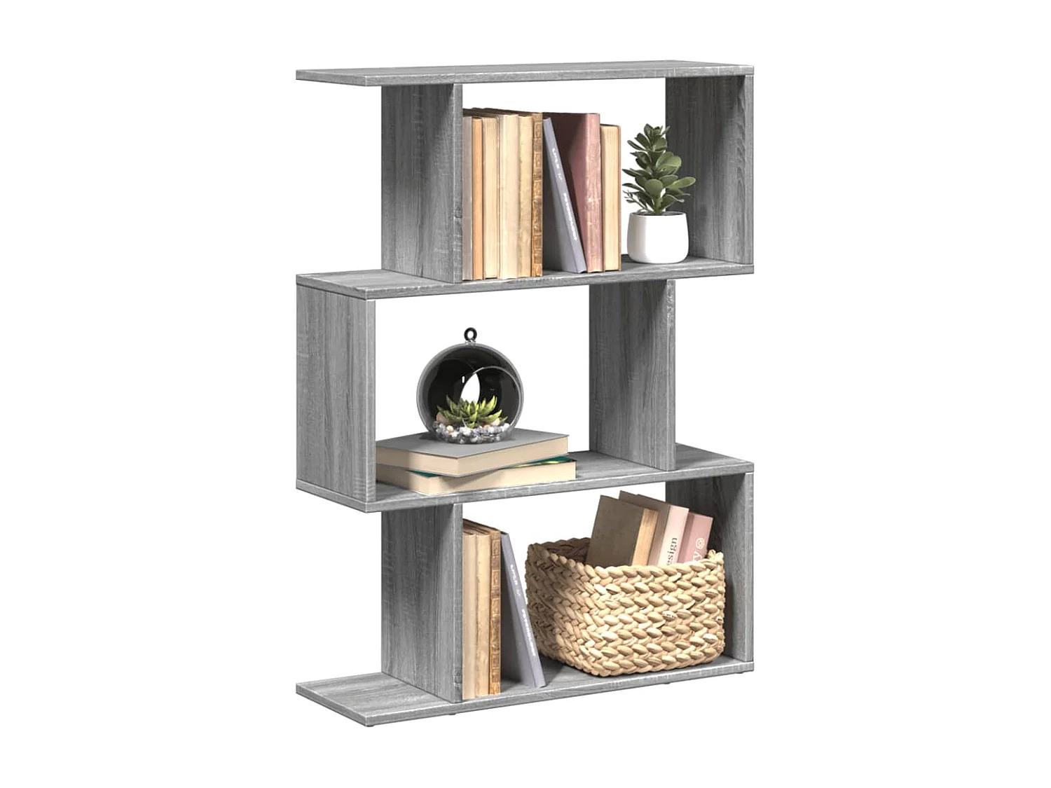 Scaffale divisorio per ambienti a 3 livelli grigio Sonoma 70x24x97cm