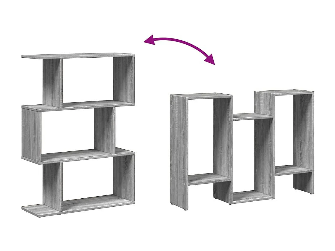 Scaffale divisorio per ambienti a 3 livelli grigio Sonoma 70x24x97cm