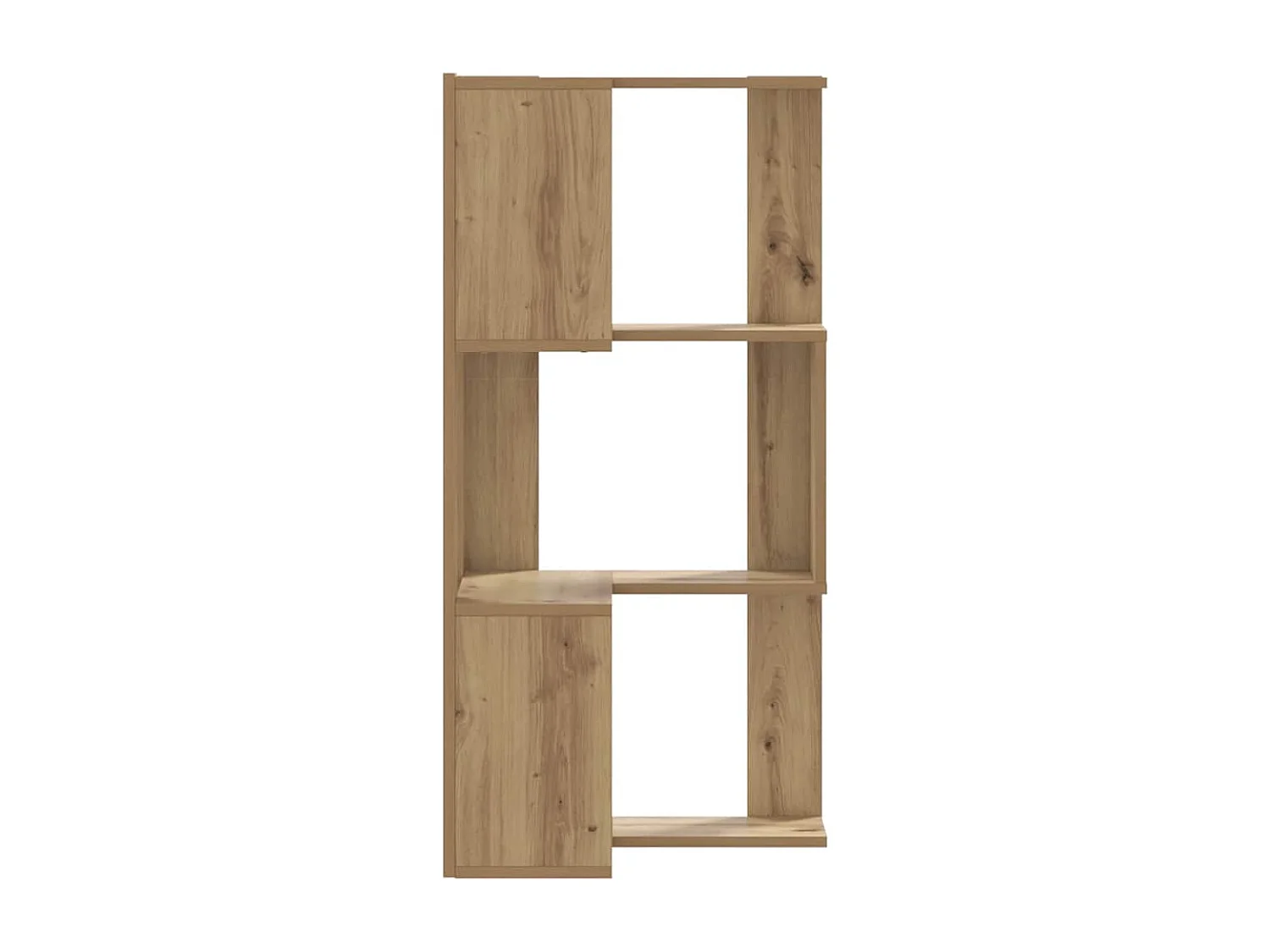 Librería esquinera de 3 niveles, roble artesanal, madera de ingeniería