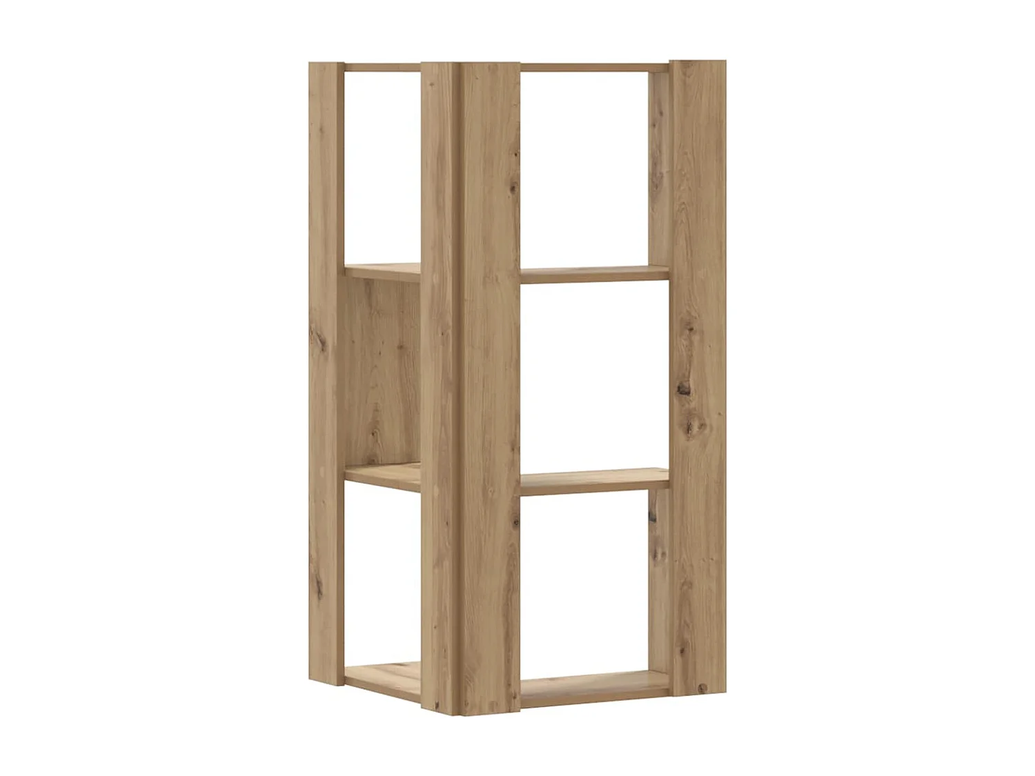 Libreria angolare a 3 ripiani, rovere artigianale, legno ingegnerizzato