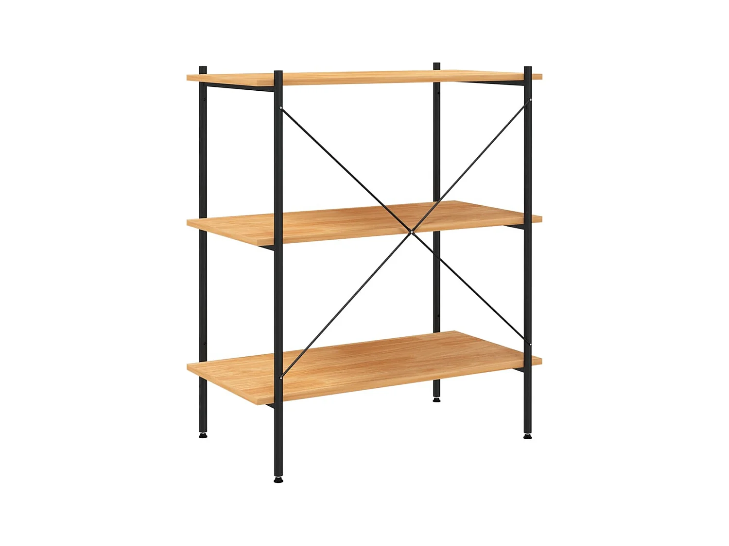 3-laags plank Zwart en eiken 80x40x92 cm