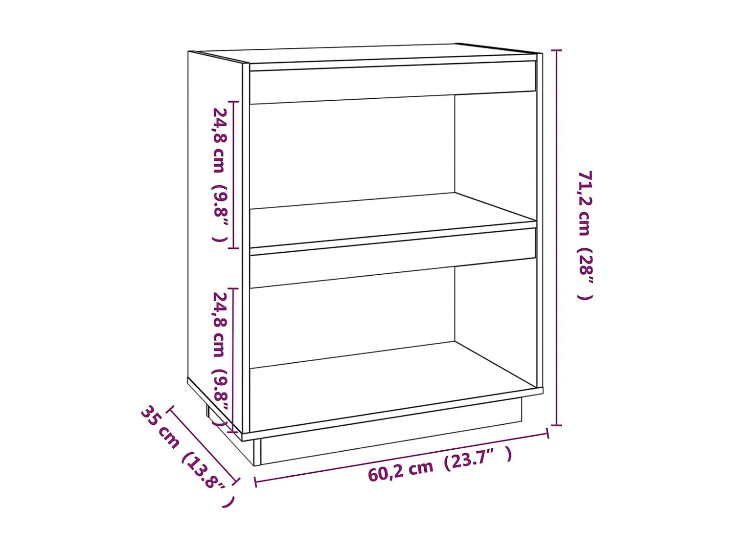 Honingbruine boekenkast 60x35x71 cm massief grenenhout