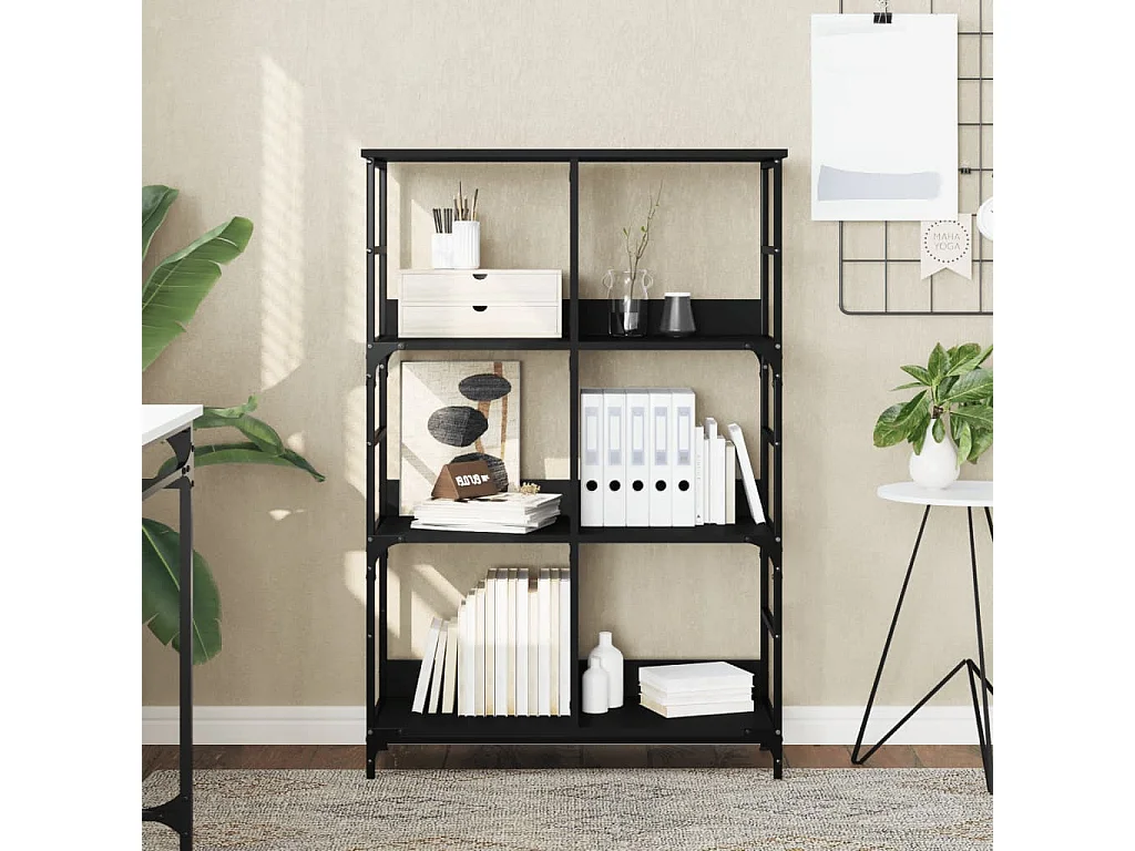 Libreria nera 78,5x33x117,5 cm in legno ingegnerizzato