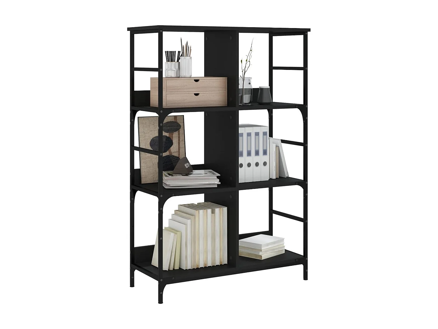 Libreria nera 78,5x33x117,5 cm in legno ingegnerizzato